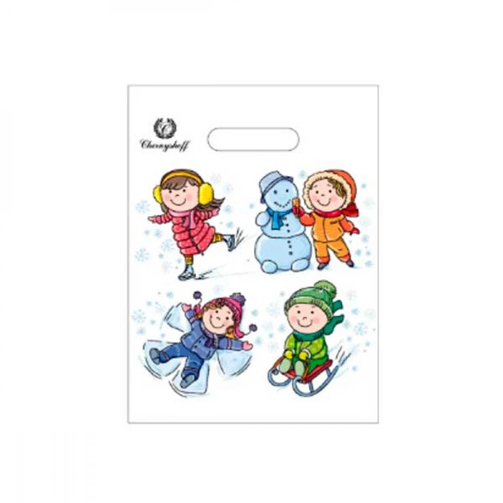 Пакет із прорізною ручкою 22х30 Новорічний Діти