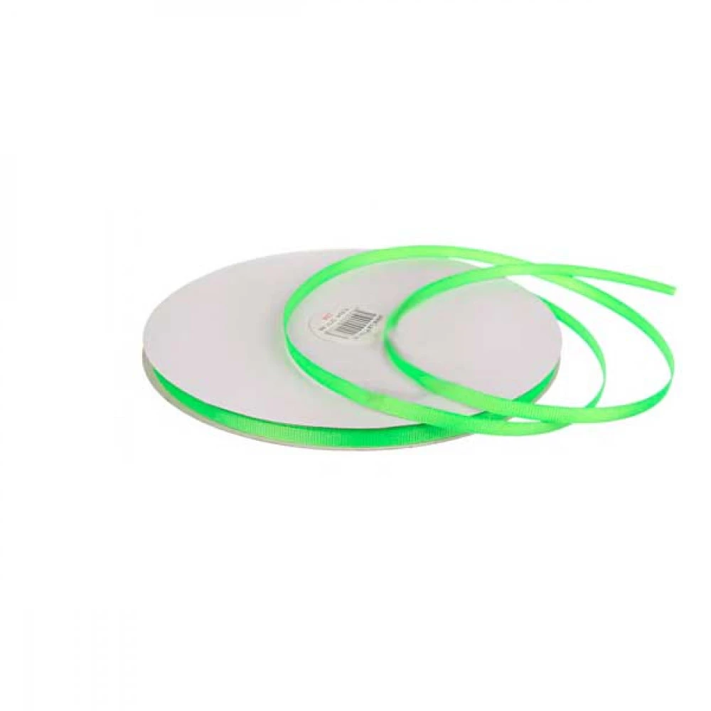 Стрічка репсова для декору 6мм №226 (91,4м) неон-салатова