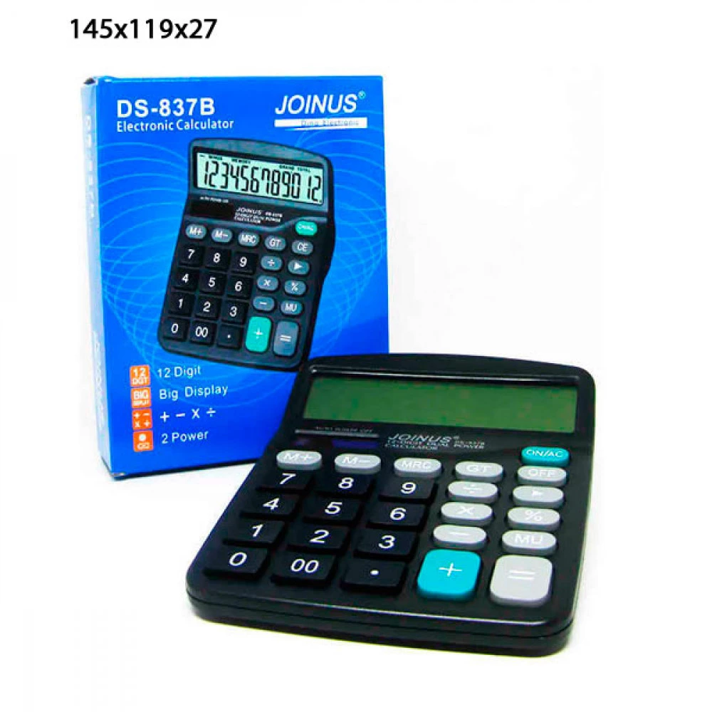 Калькулятор JS-837 чорний, 12-розрядний