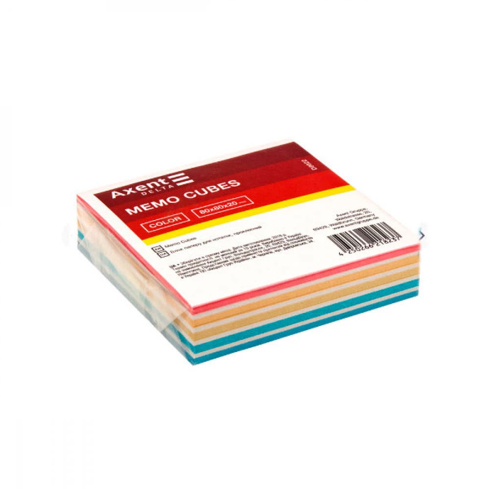 Блок паперу для нотаток 80х80х20 мм Axent Color D8022 210 аркушів Міх